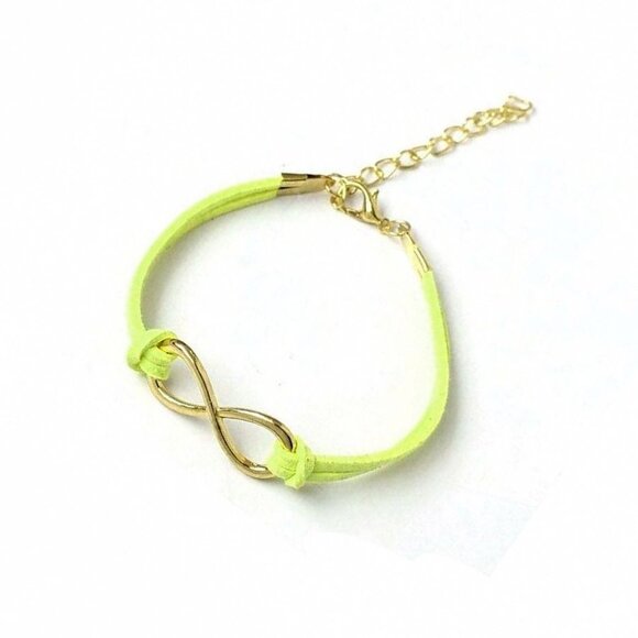 Leyanna Colors Soft Leather Retro Gold Infinity Bracelet Green Gift Packaged - Picture 2 of 8